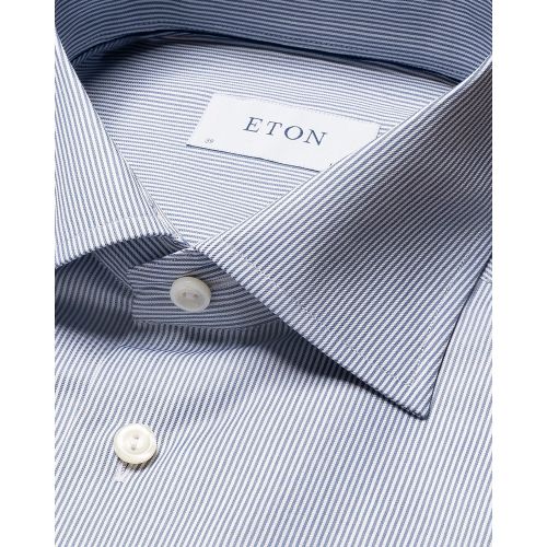 Eton Contemporary Fit - Mid Blue Fine Stripe Signature Twill Shirt