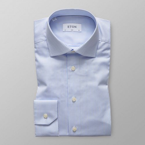 Sky Blue Check Cotton-Tencel Shirt