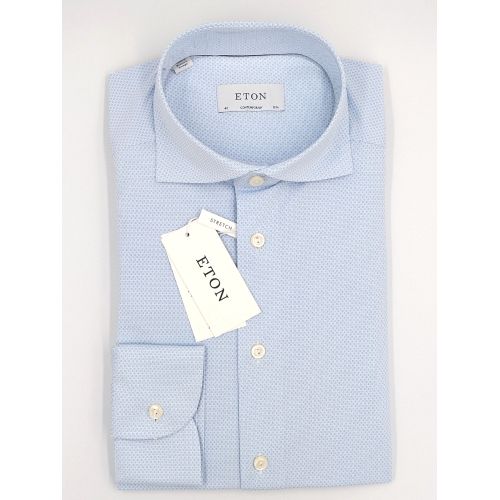 Eton Contemporary Fit - Light Blue Four-Way Stretch